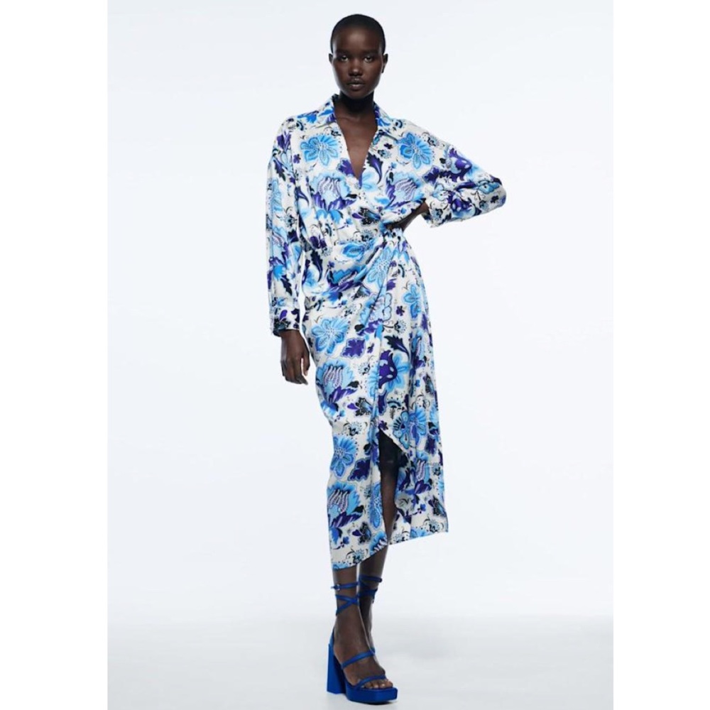 Zara Floral Wrap Midi Dress